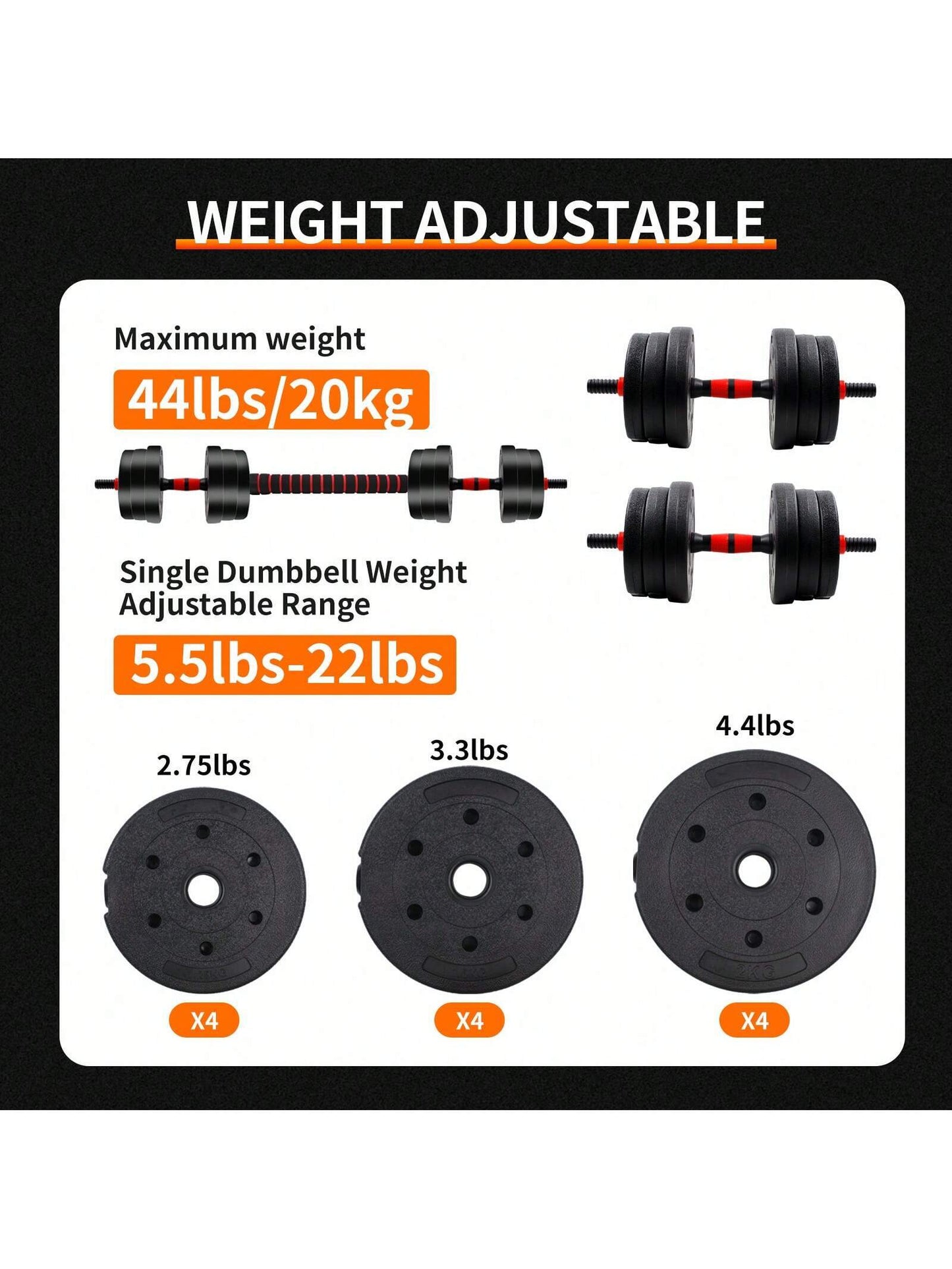 44LBS Adjustable Dumbbell Set