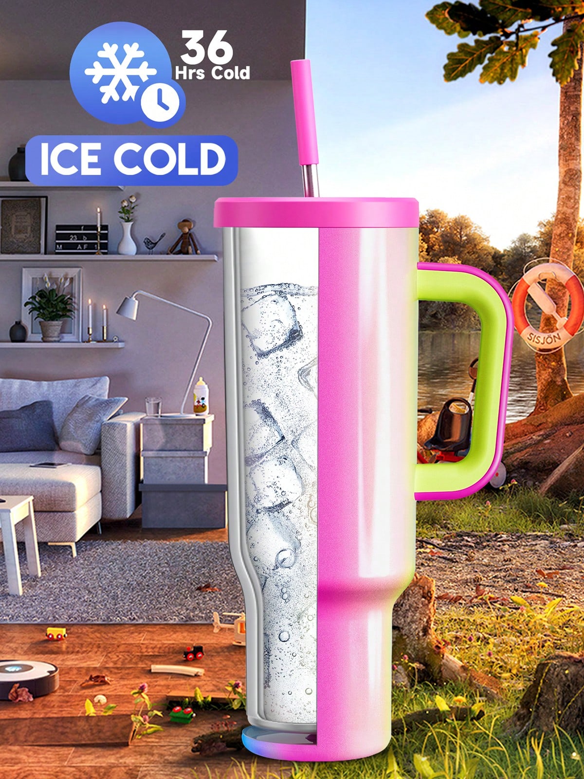 Meoky 50oz Insulated Handle Tumbler