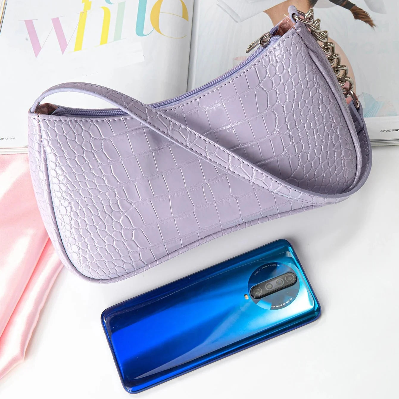 Mini Crocodile Embossed Vegan Tote Bag