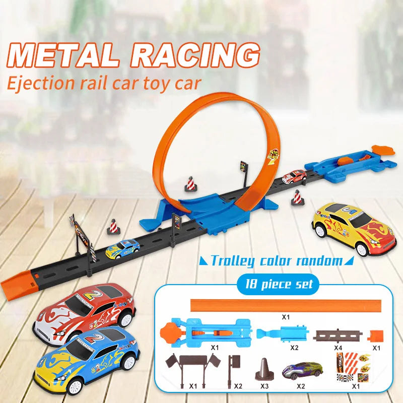 TOYMOGER Kids Double Car Racing Track
