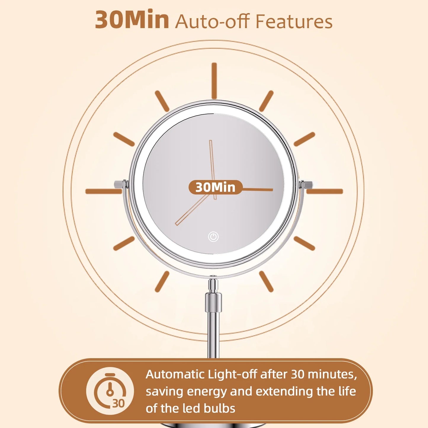 8-Inch Lighted Magnifying Makeup Mirror