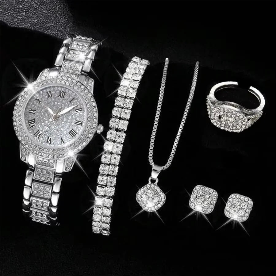 Silver Women's Luxury Watch Set