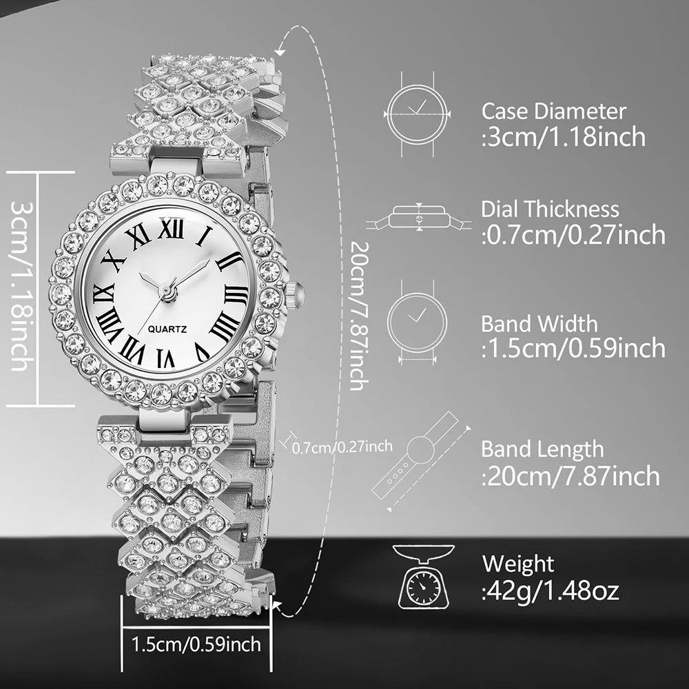 Silver Women's Luxury Watch Set