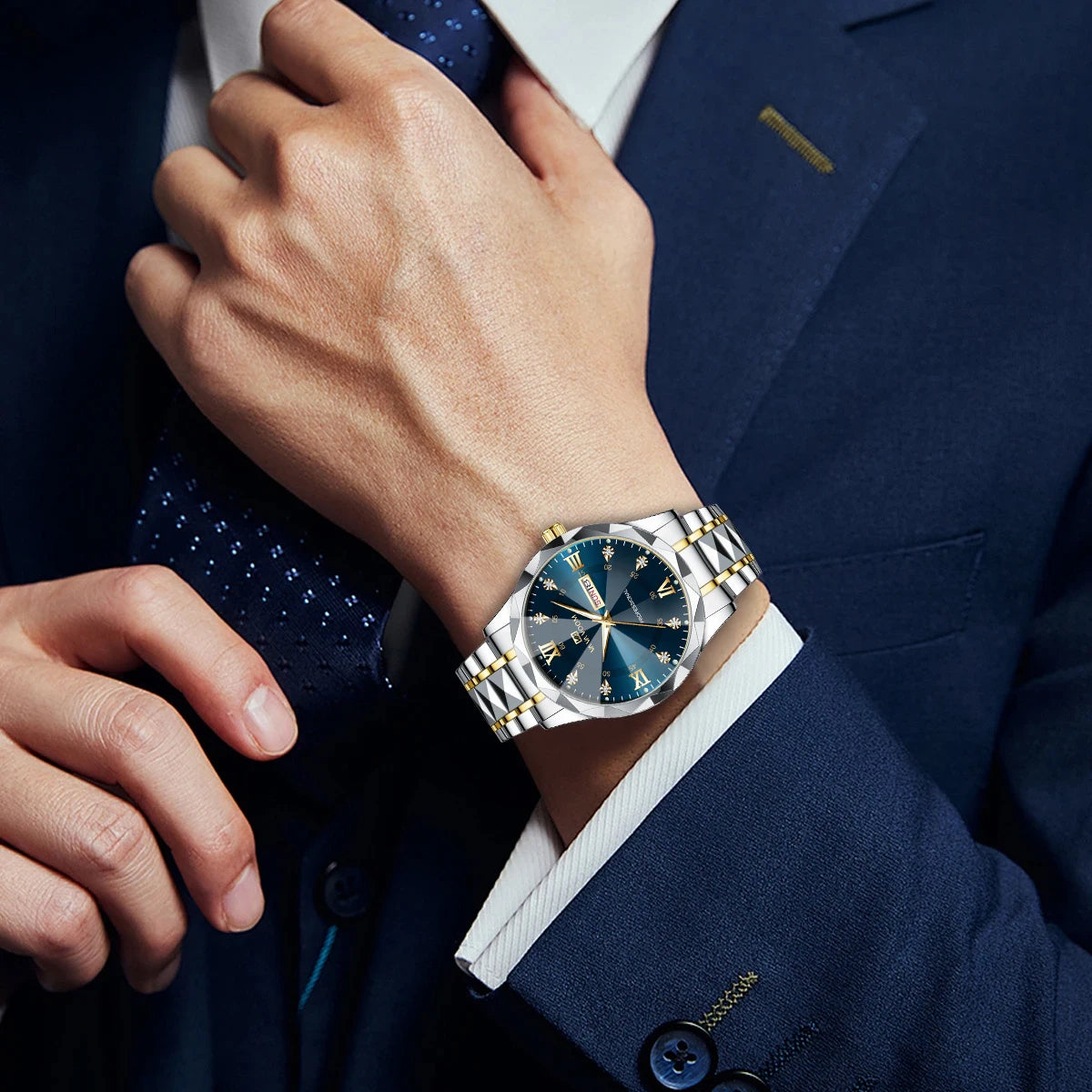 Luxury Blue Gold Quartz Watch