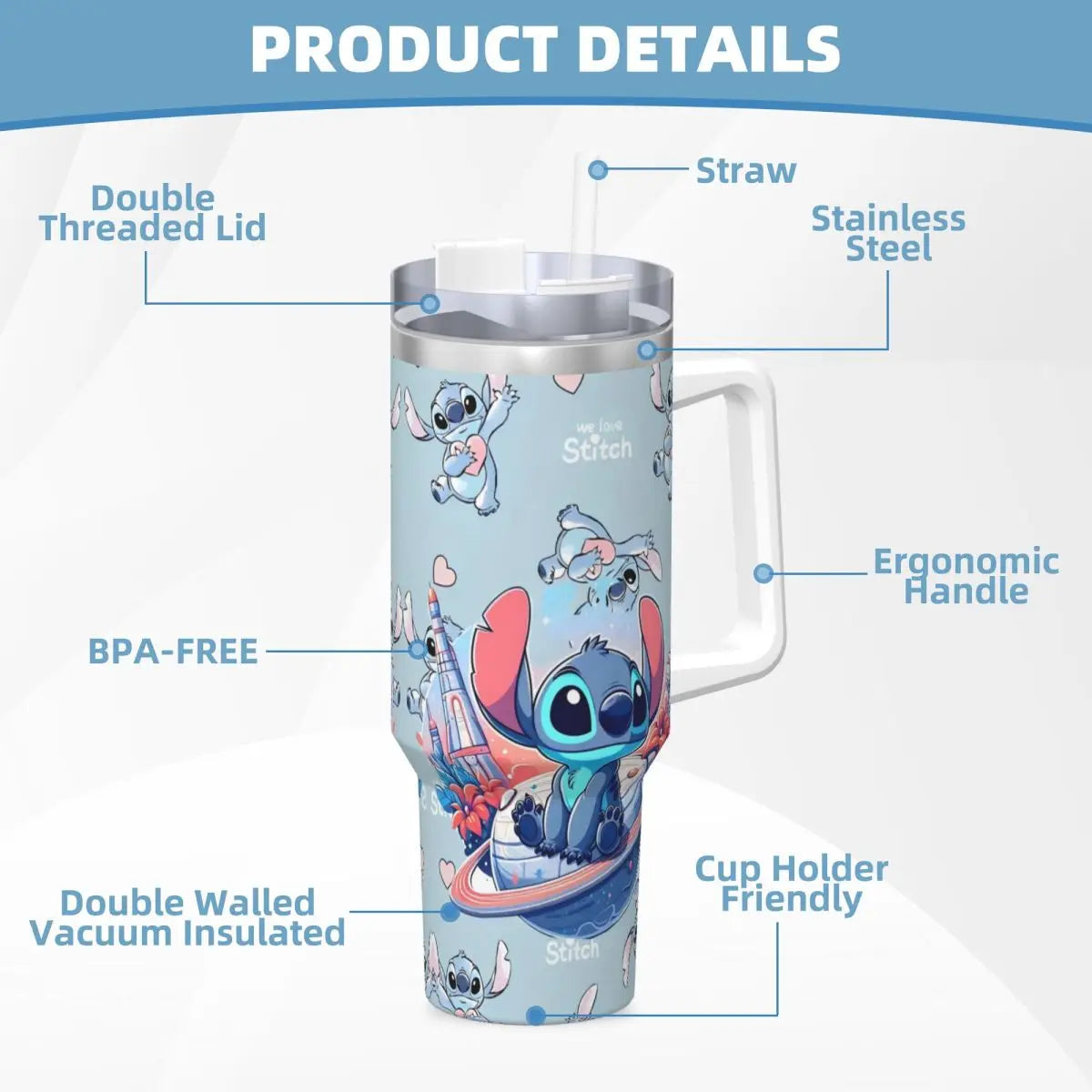 Stitch Kawaii Stainless Steel Tumbler