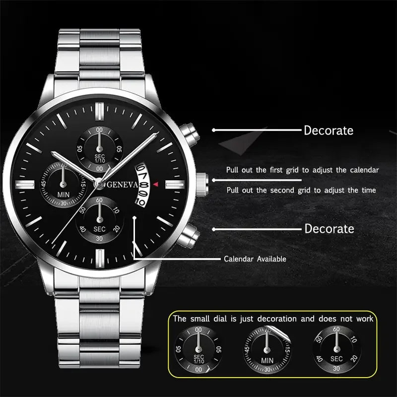 Luxury Silver Stainless Steel Watch