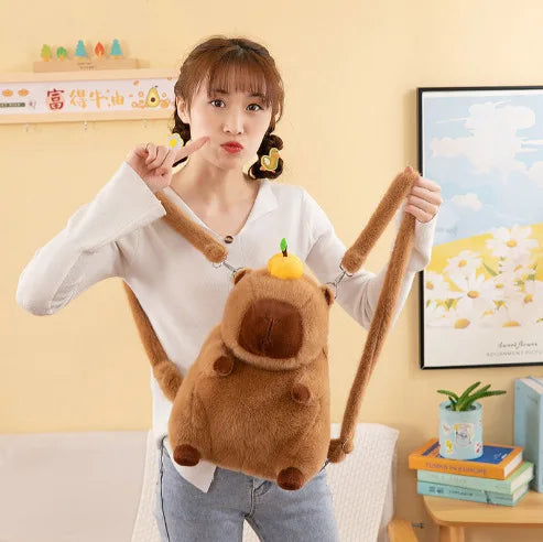 Kawaii Capybara Plush Shoulder Backpack