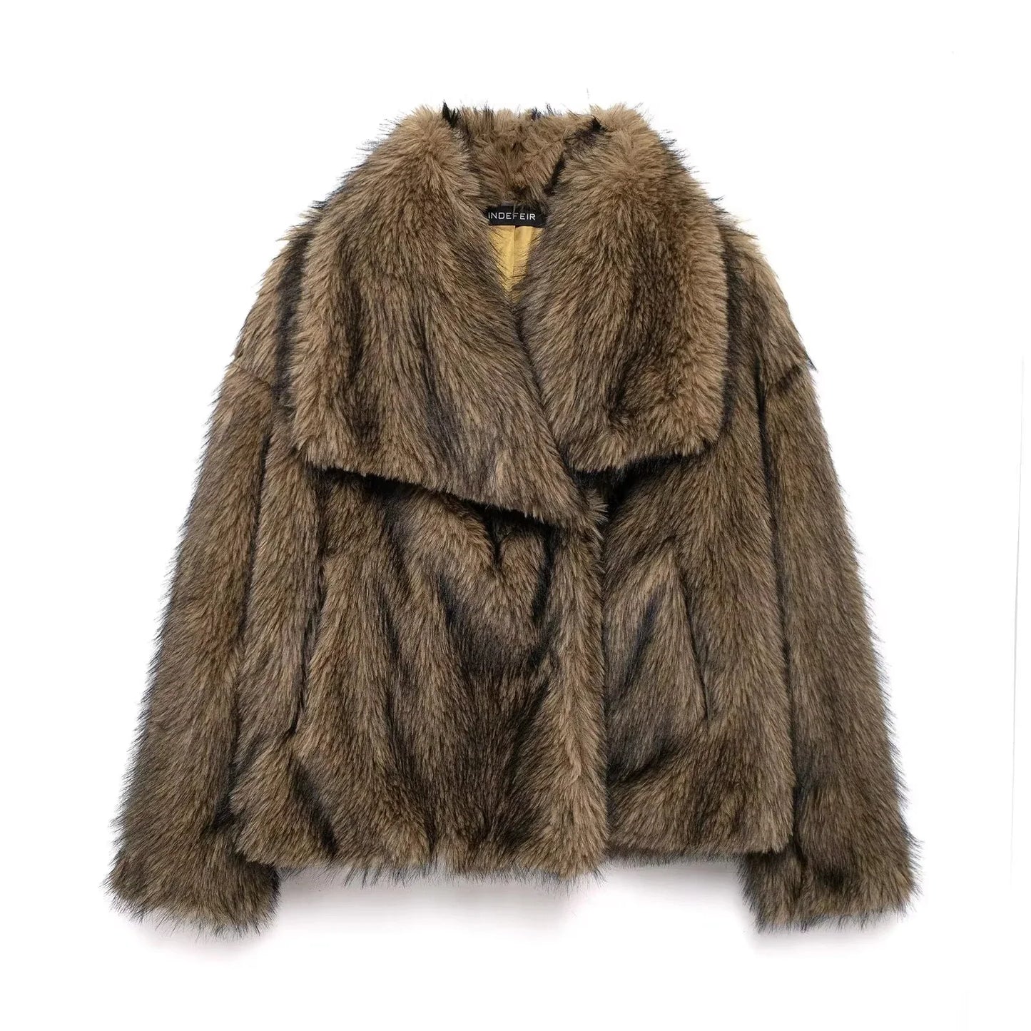 HH Women Elegant Faux Fur Coat