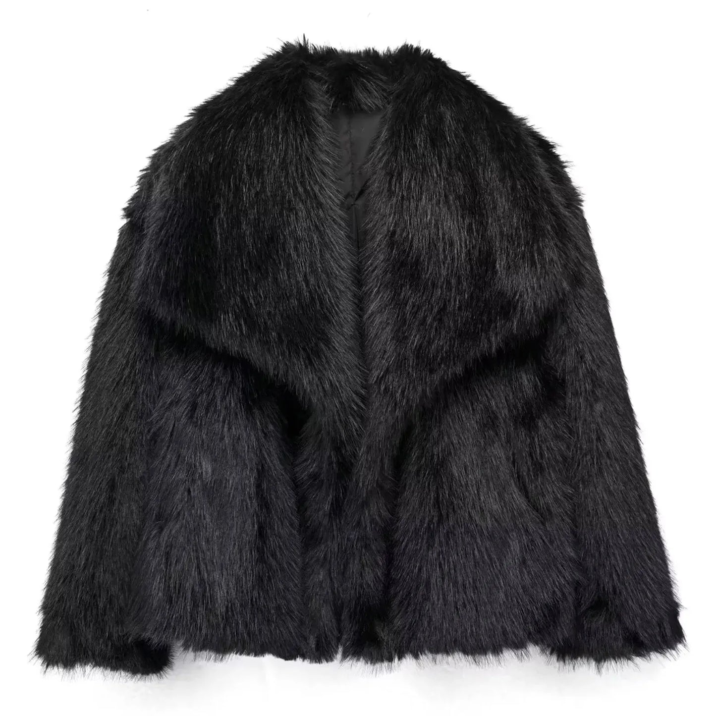 HH Women Elegant Faux Fur Coat