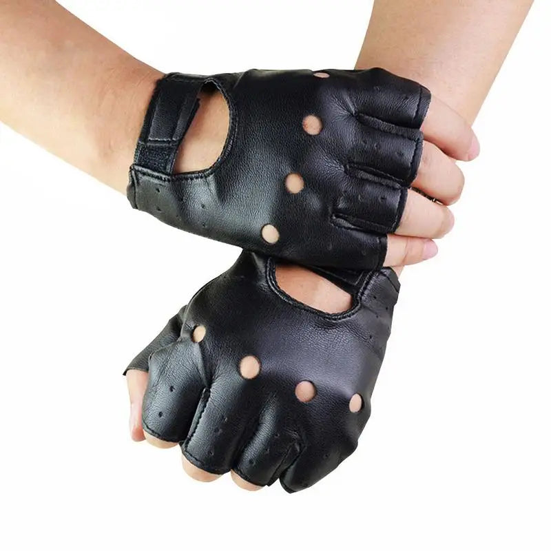 Unisex Black Fingerless Fashion Gloves