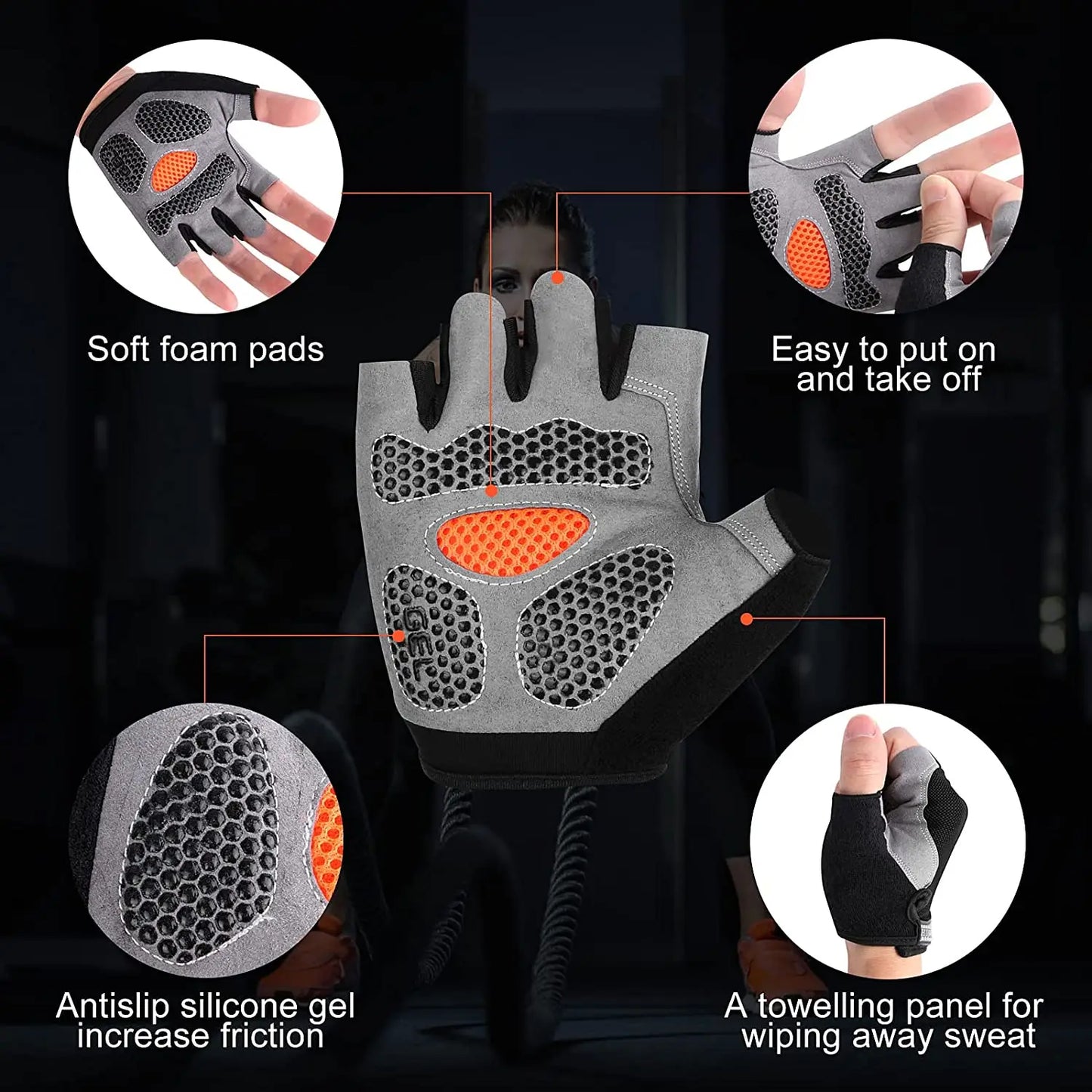 Fingerless Weightlifting Gym Gloves