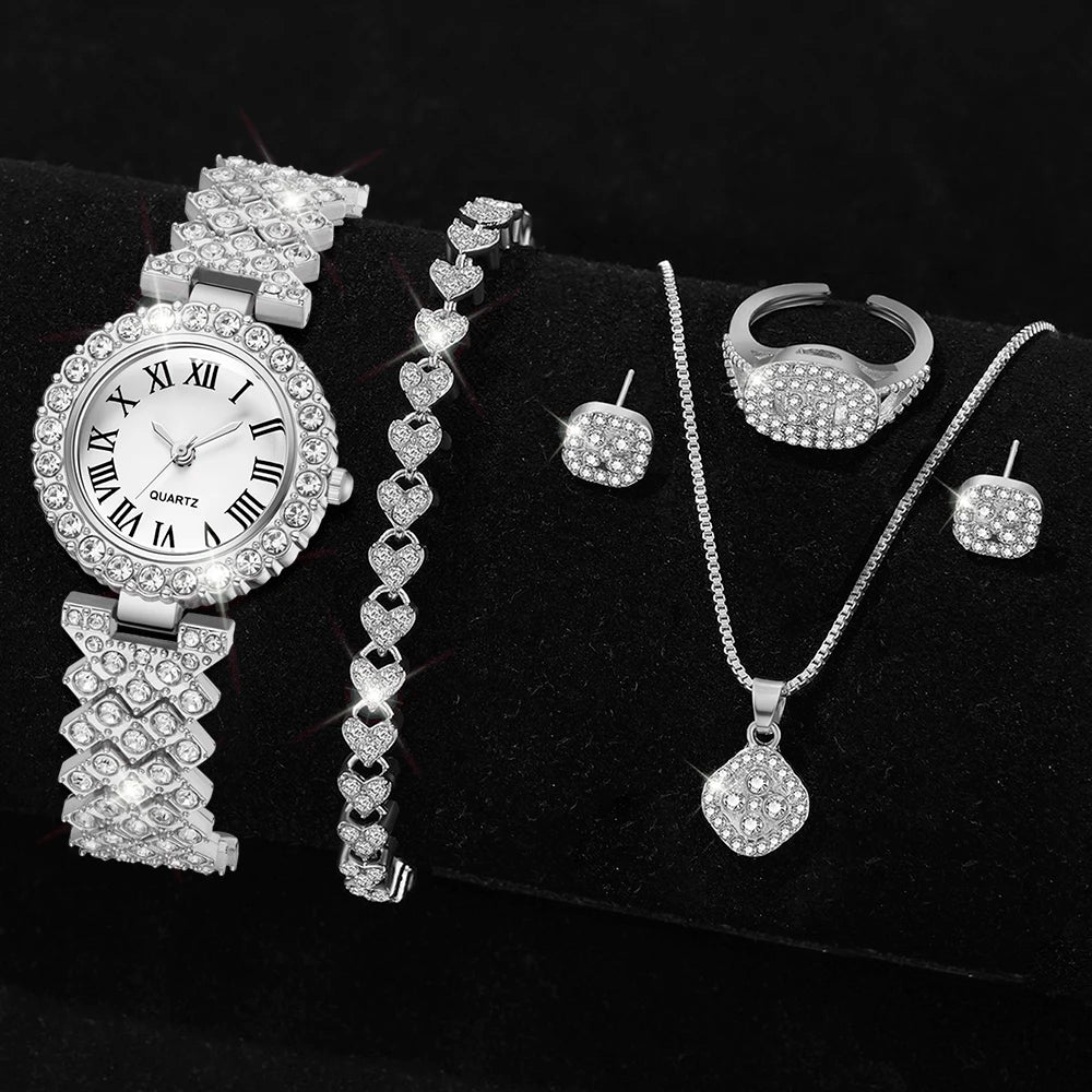 Silver Women's Luxury Watch Set