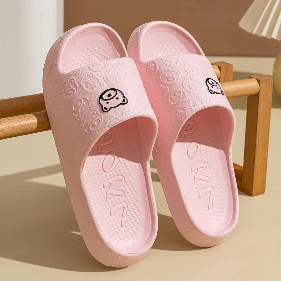 Summer Bear Print Slippers