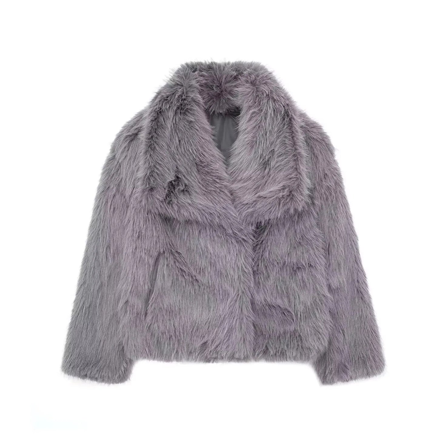 HH Women Elegant Faux Fur Coat