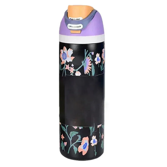 Owala Flower Black Straw Bottle