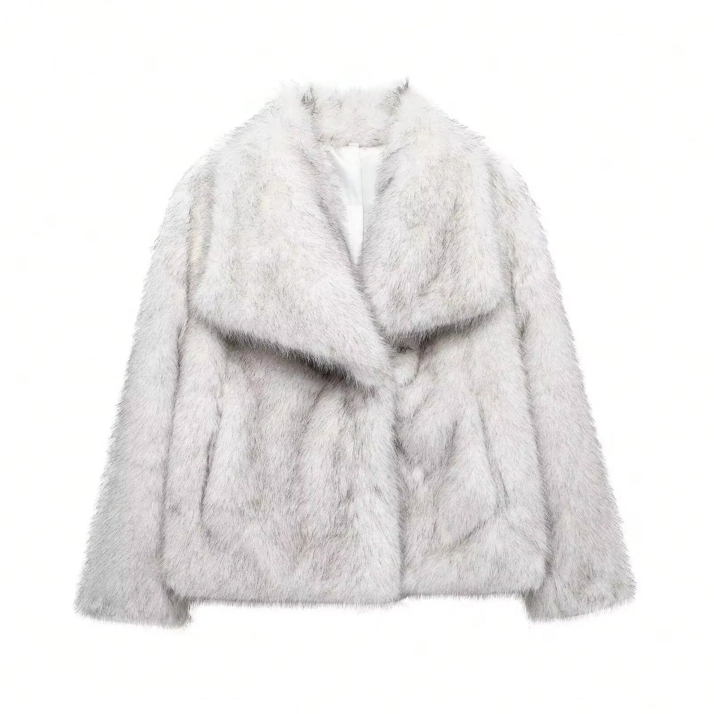 HH Women Elegant Faux Fur Coat
