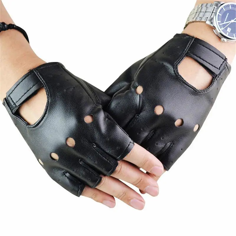 Unisex Black Fingerless Fashion Gloves