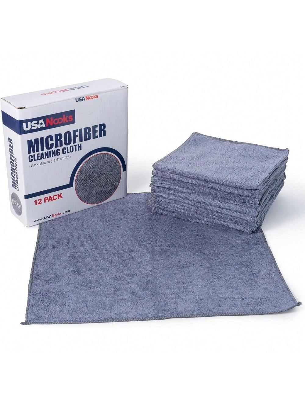 USANOOKS Grey Microfiber Cleaning Cloths