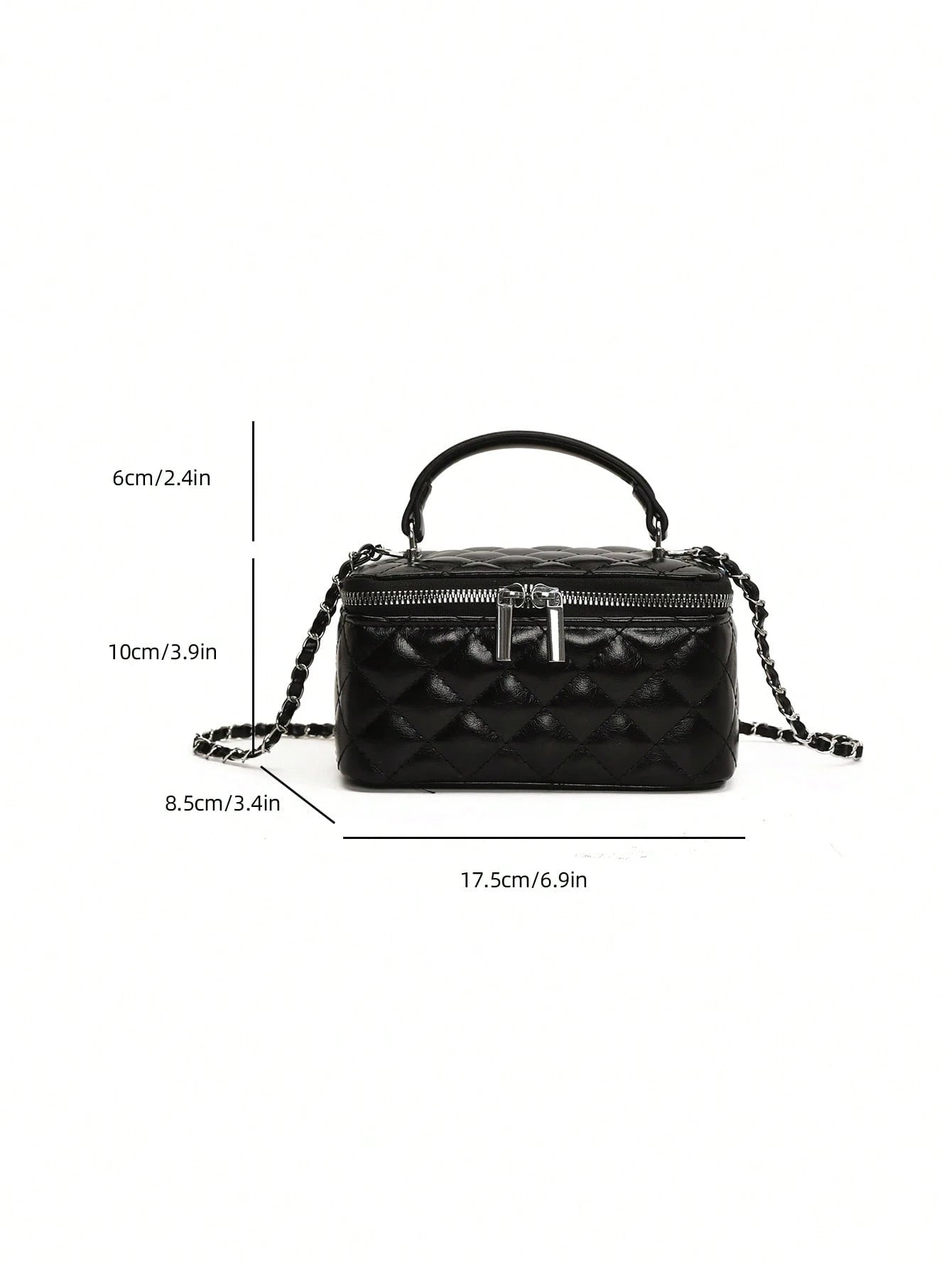 Quilted Embroidered Chain Box Bag