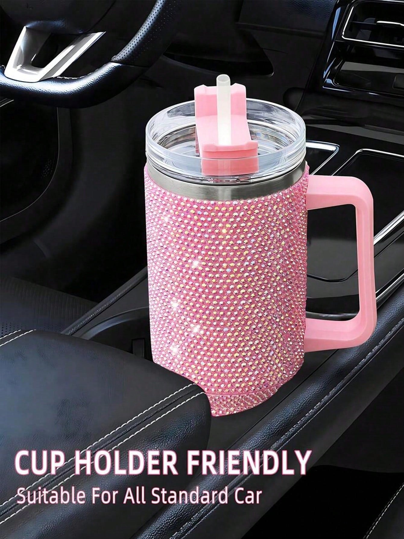 Rhinestone 40oz Car Sippy tumbler