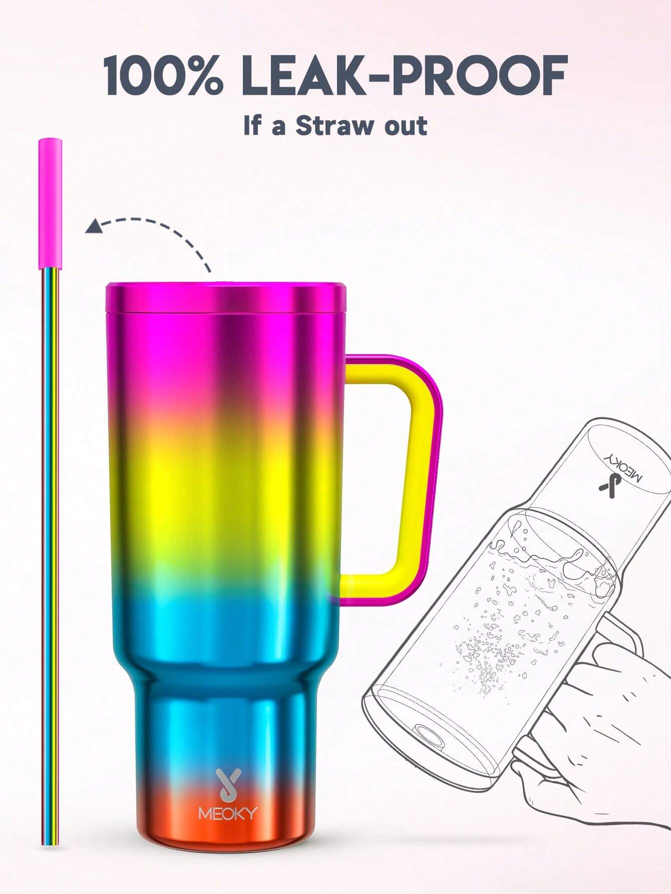 Meoky 40oz Rainbow Color Tumbler