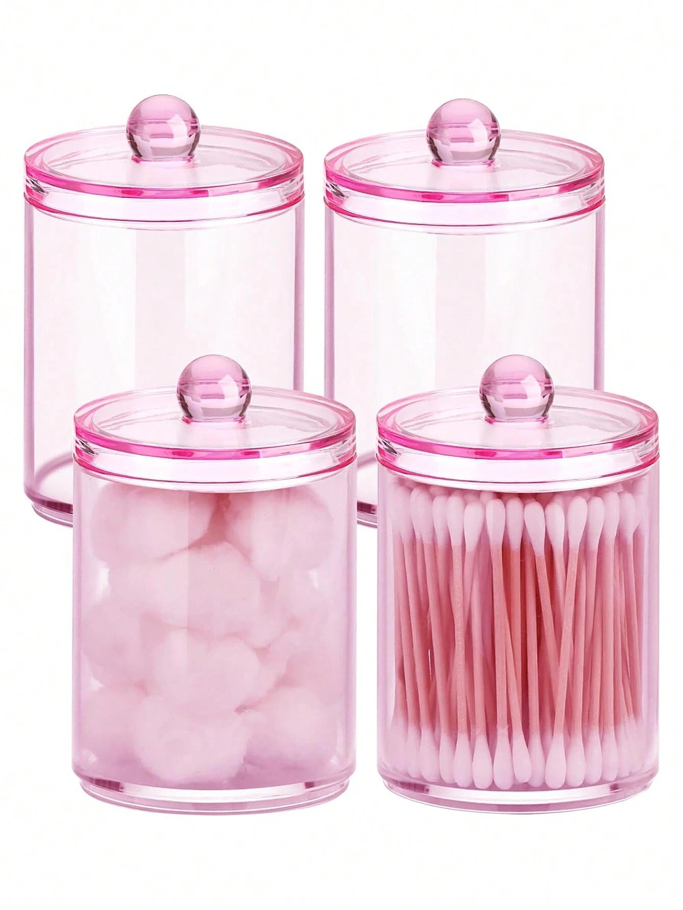 Clear Bathroom Storage Organizer Jars Set