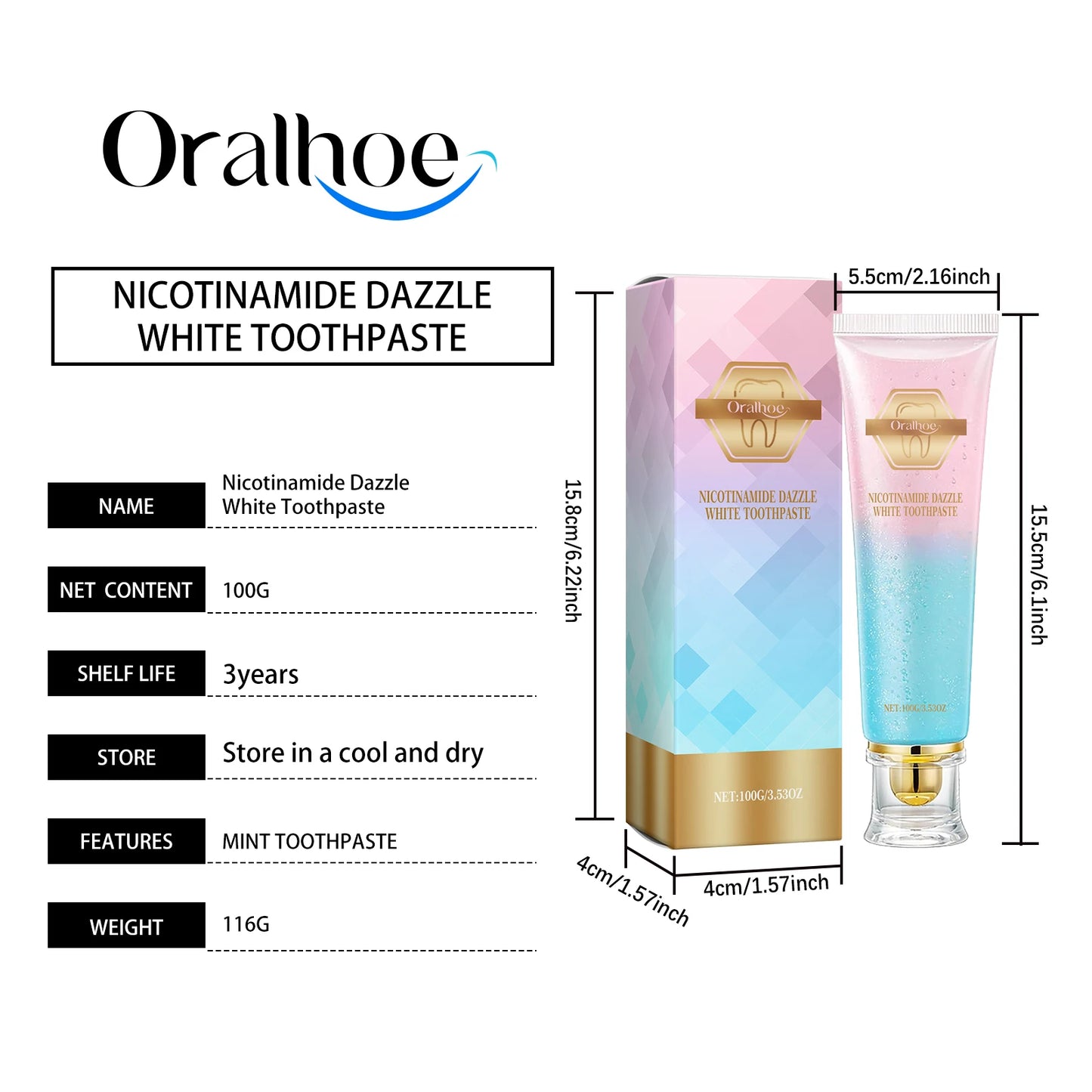 Oralhoe Niacinamide Whitening Toothpaste