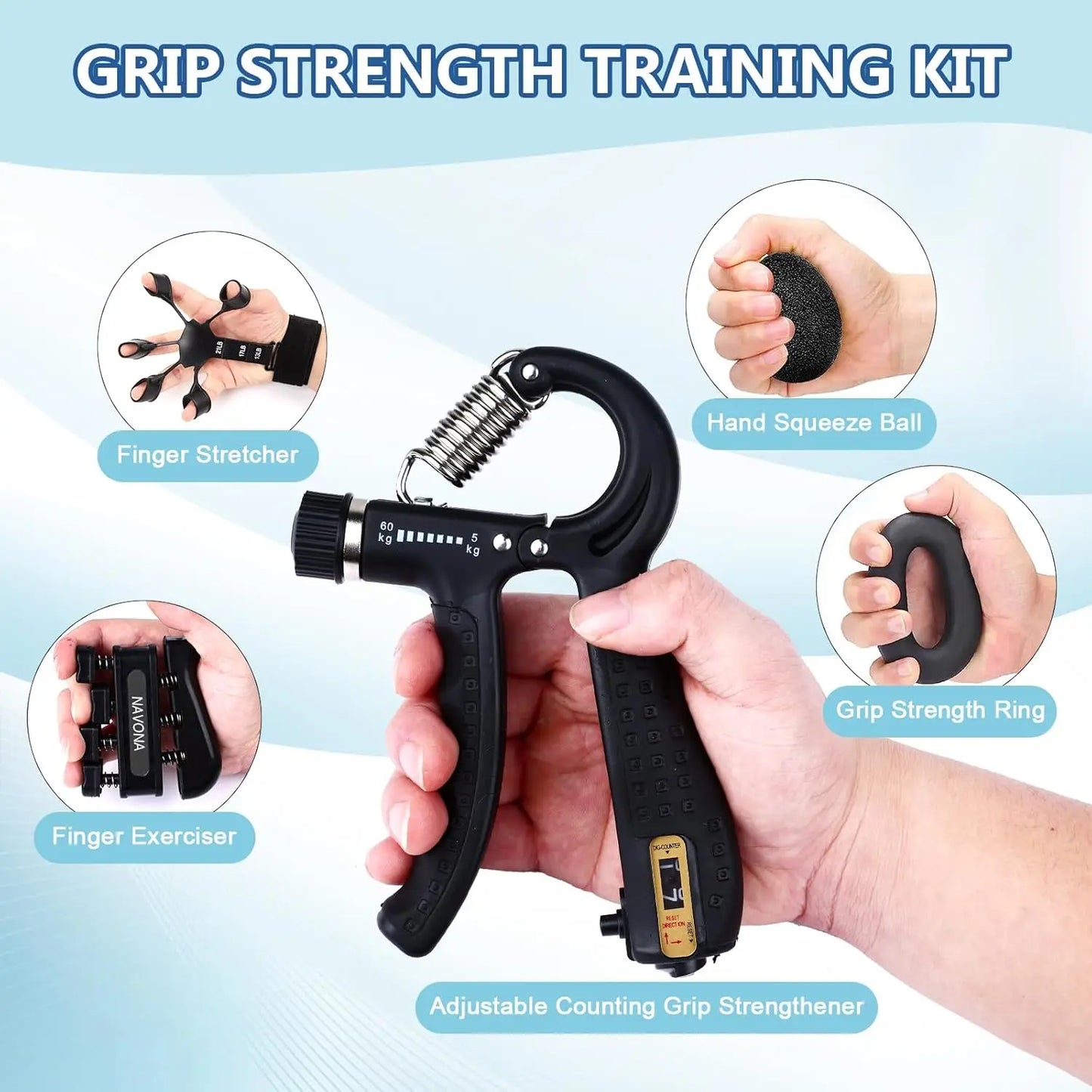 Adjustable Hand Grip Trainer Kit