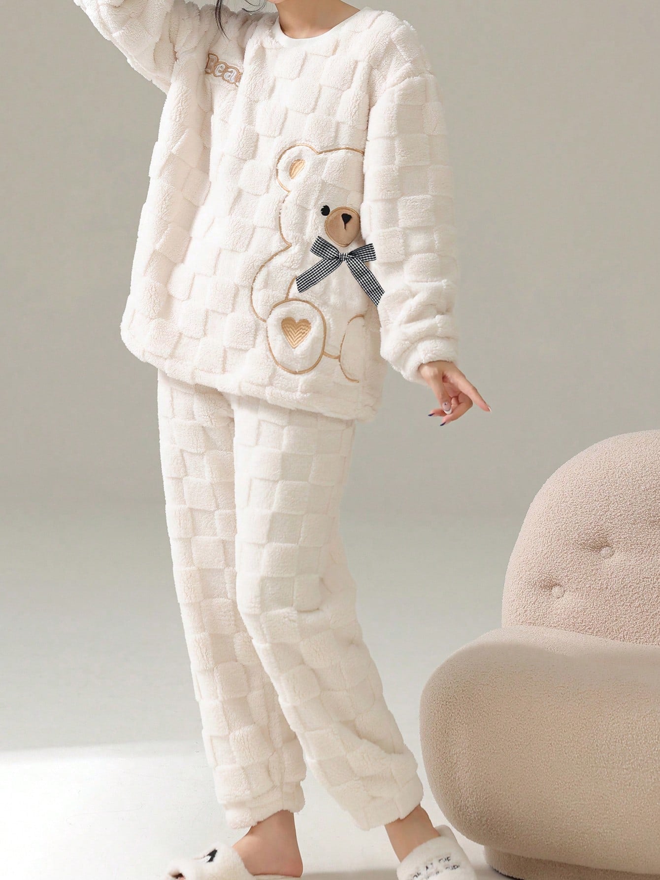 Cute Bear Striped Wool Pajamas