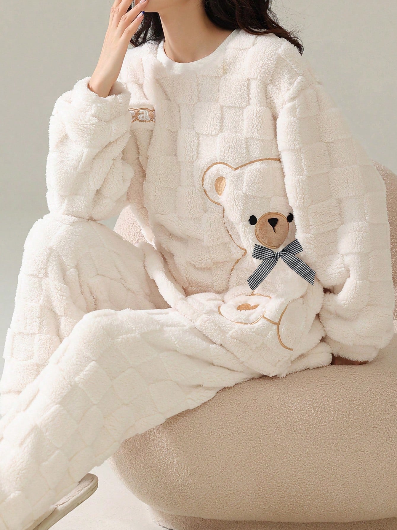 Cute Bear Striped Wool Pajamas