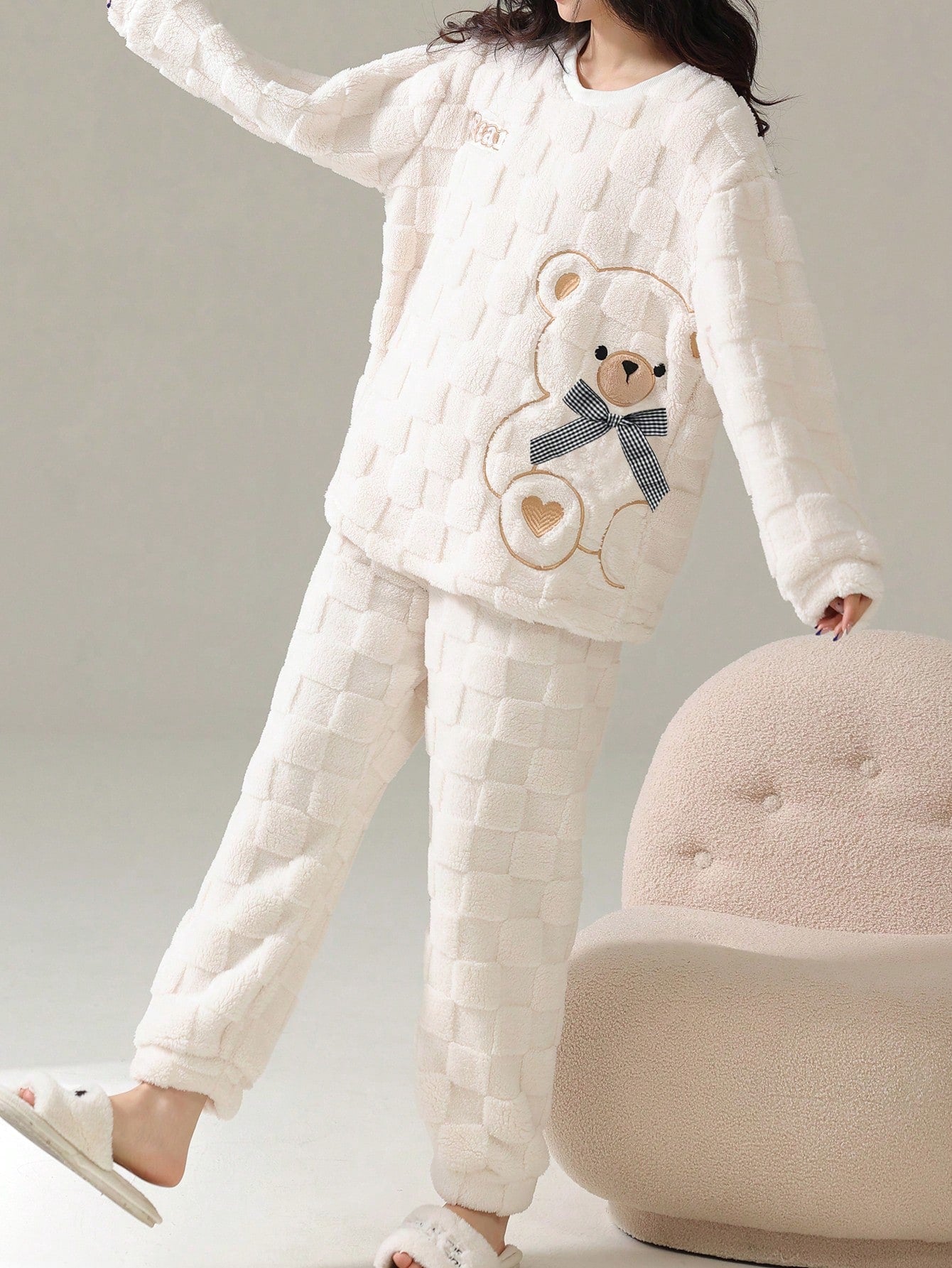 Cute Bear Striped Wool Pajamas