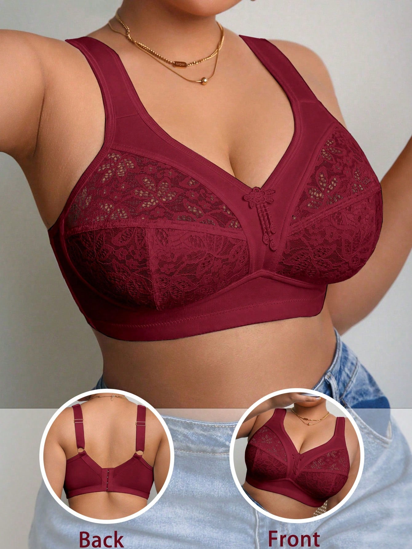 Plus Size Lace Wireless Bra