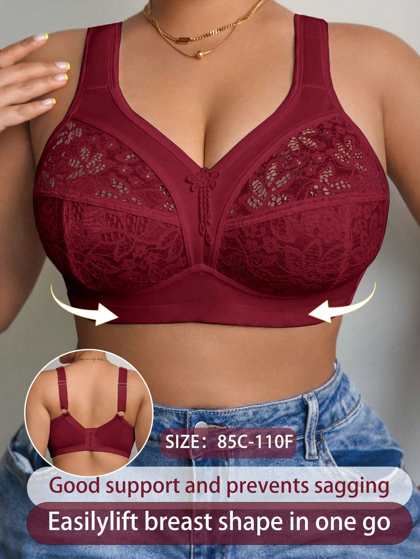 Plus Size Lace Wireless Bra