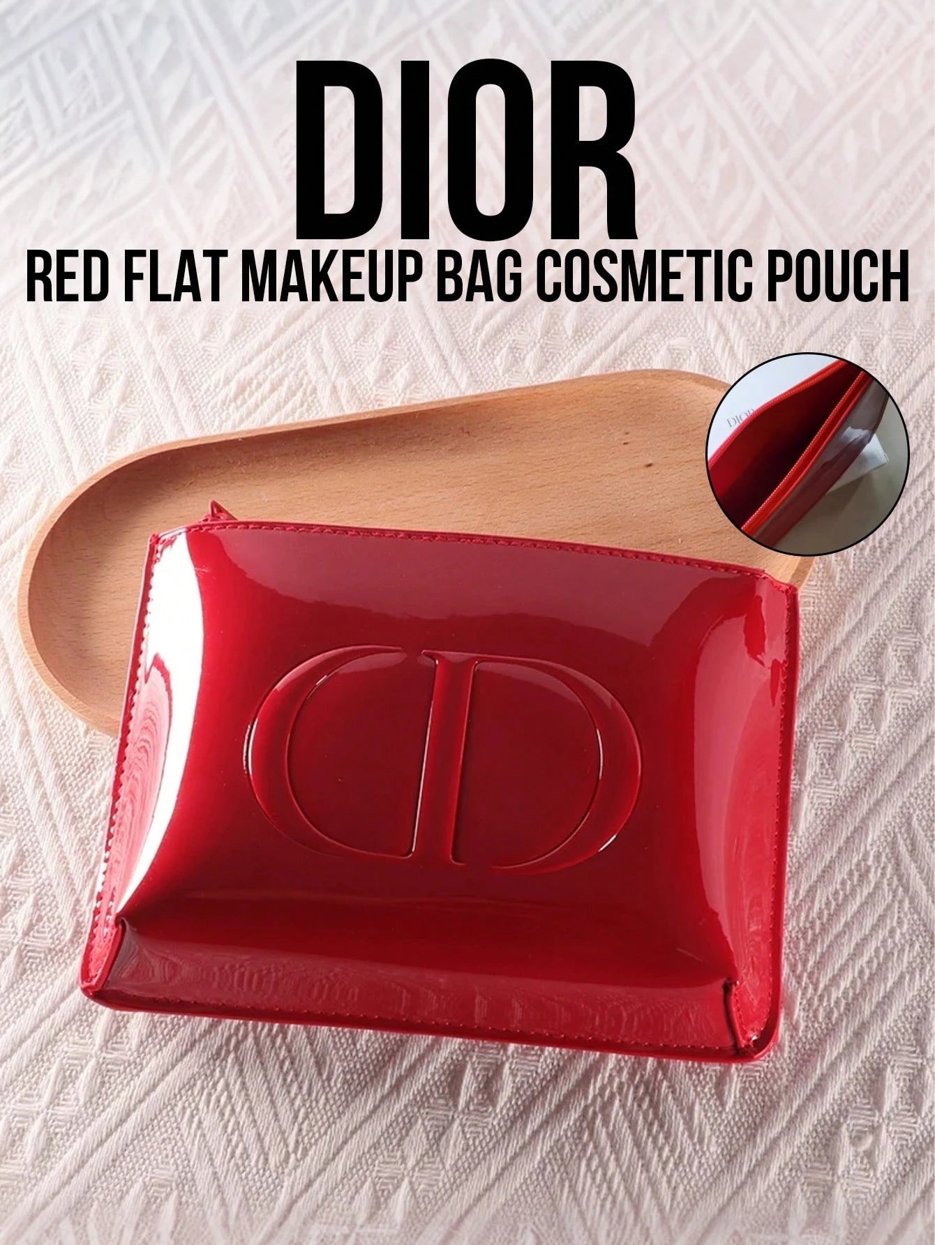 Dior Red Leather Makeup Bag