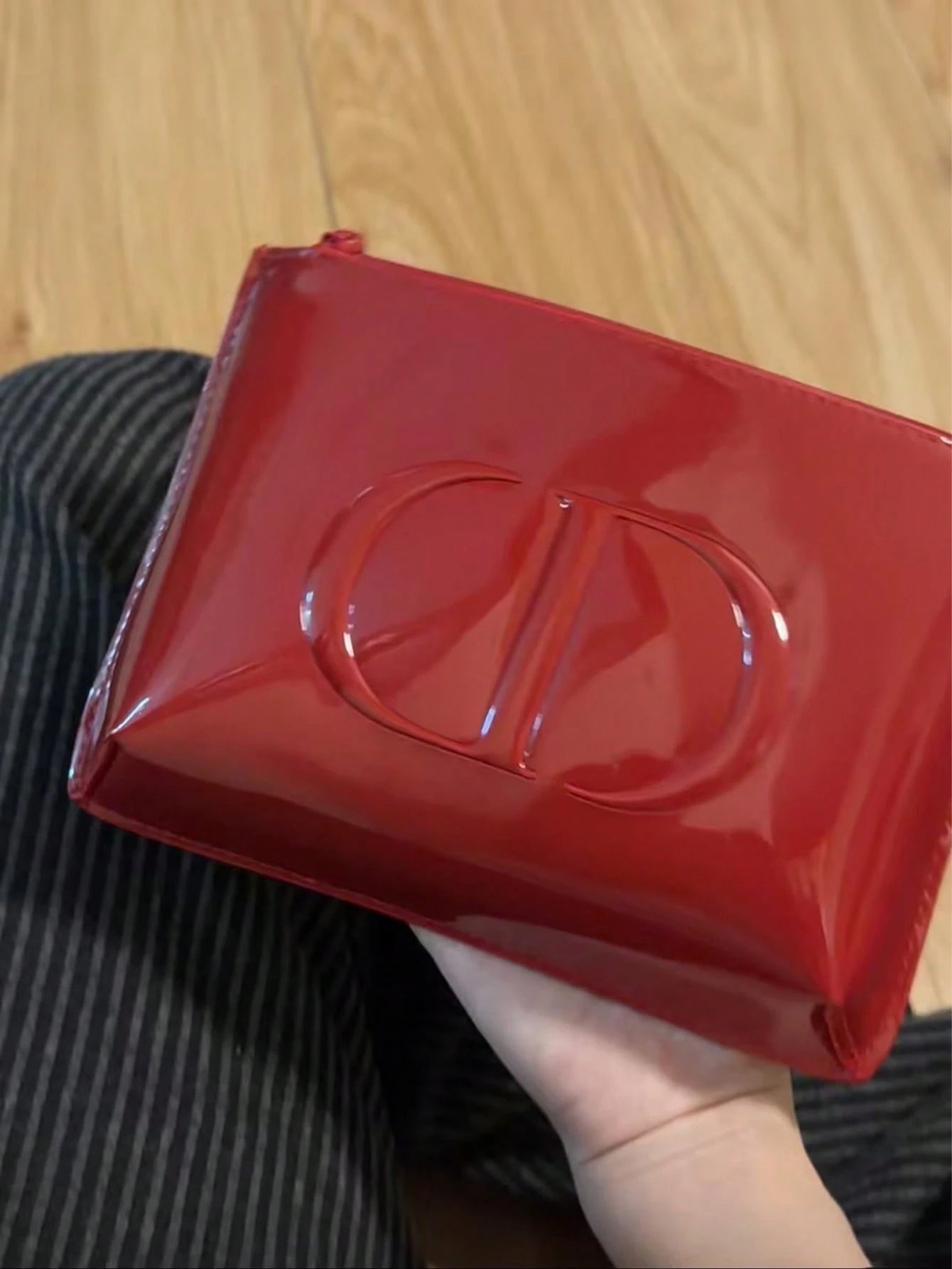 Dior Red Leather Makeup Bag