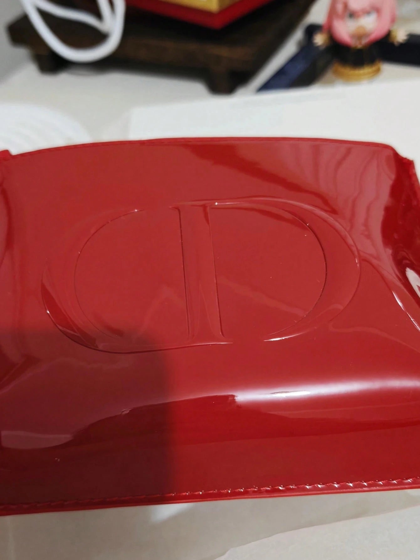 Dior Red Leather Makeup Bag