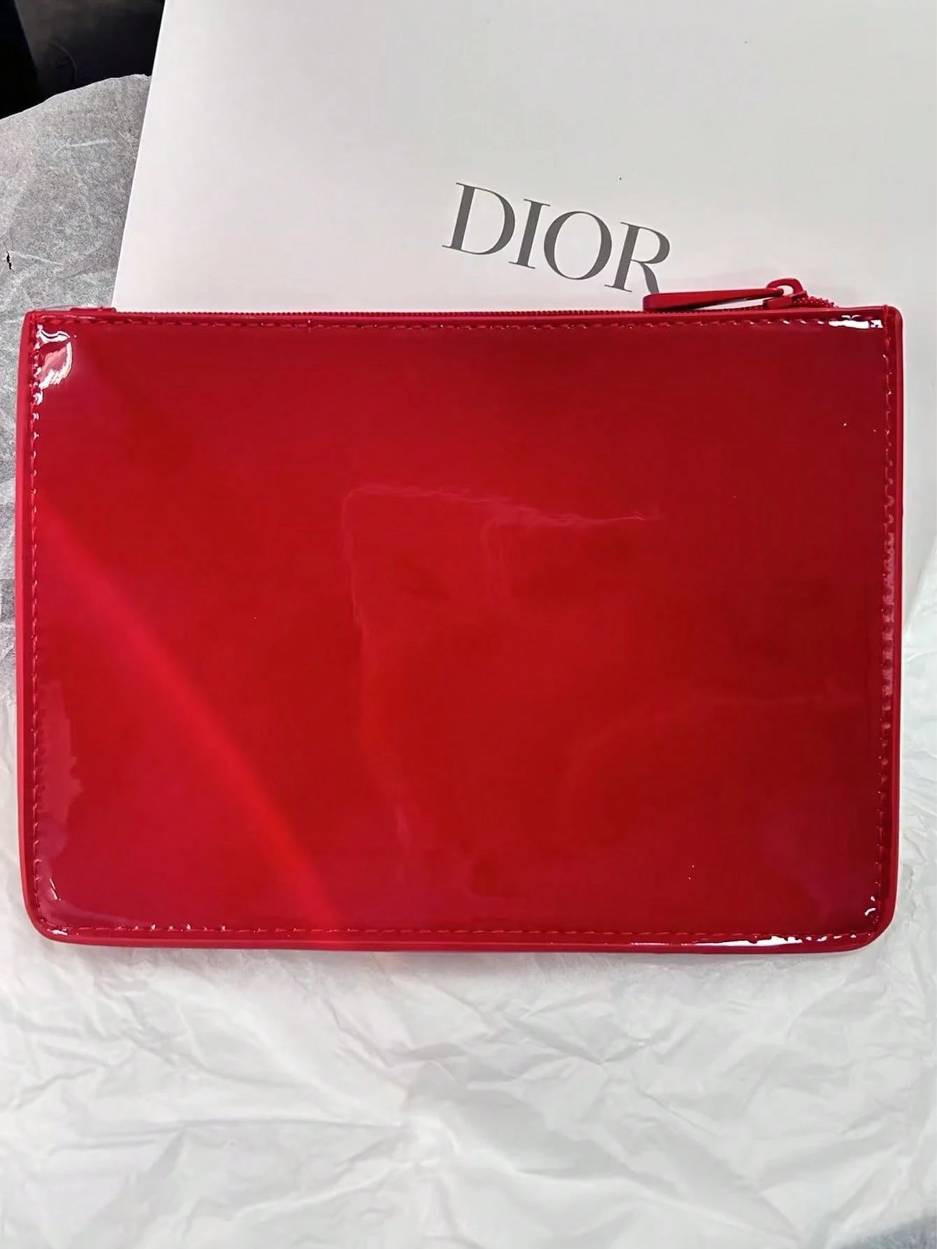 Dior Red Leather Makeup Bag