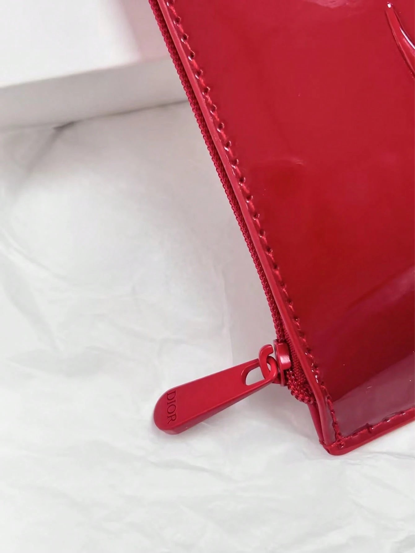 Dior Red Leather Makeup Bag