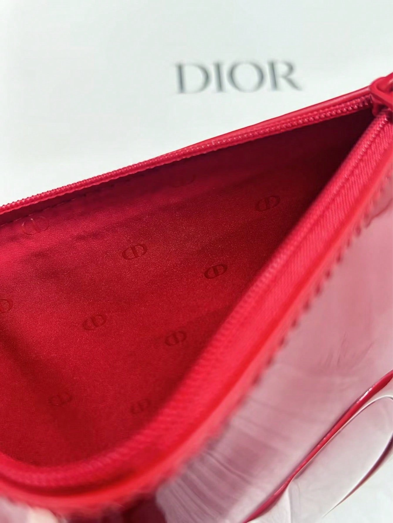 Dior Red Leather Makeup Bag