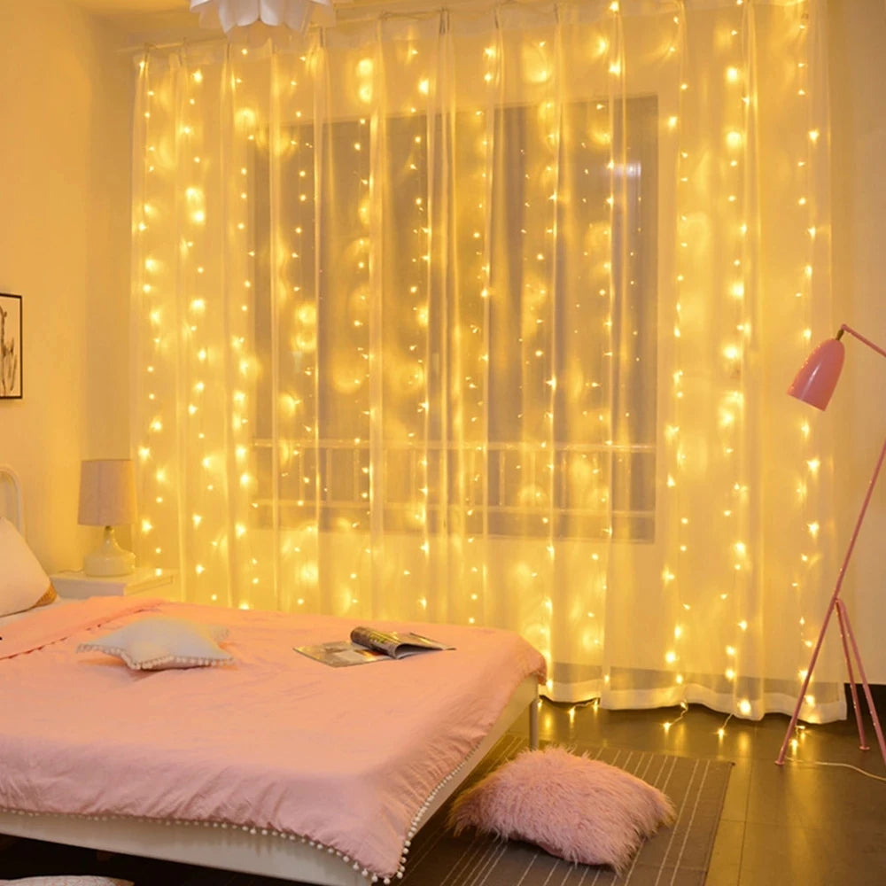 Christmas Curtain Fairy Lights Garland