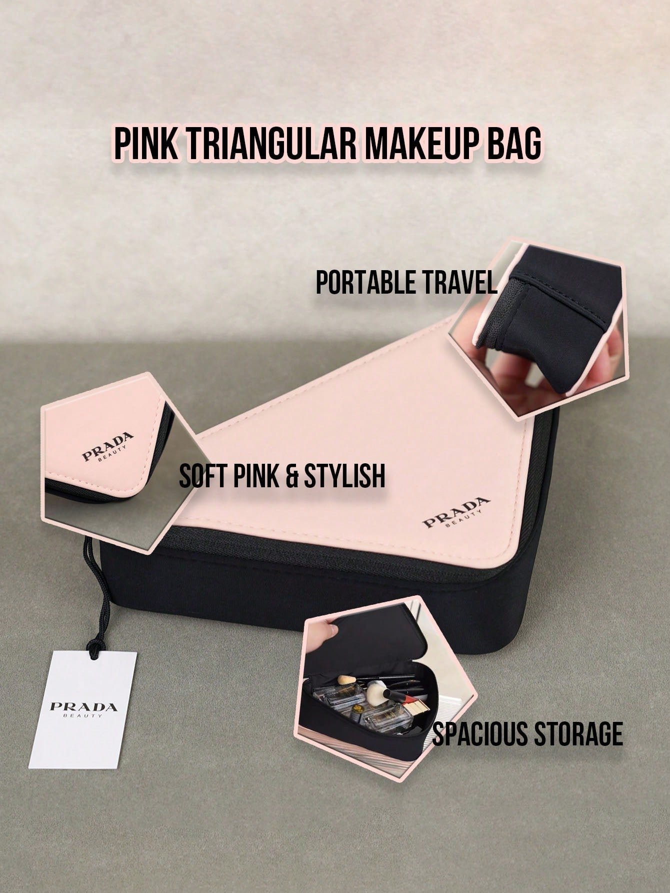 Prada Pink Satin Makeup Bag