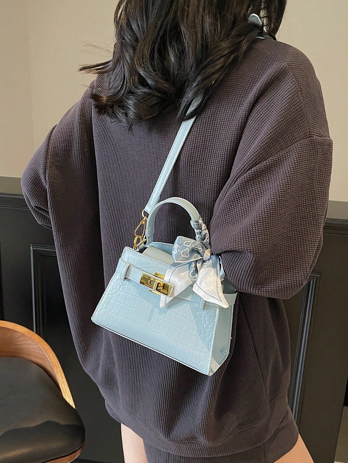 Luxury Crocodile Embossed Handbag Women