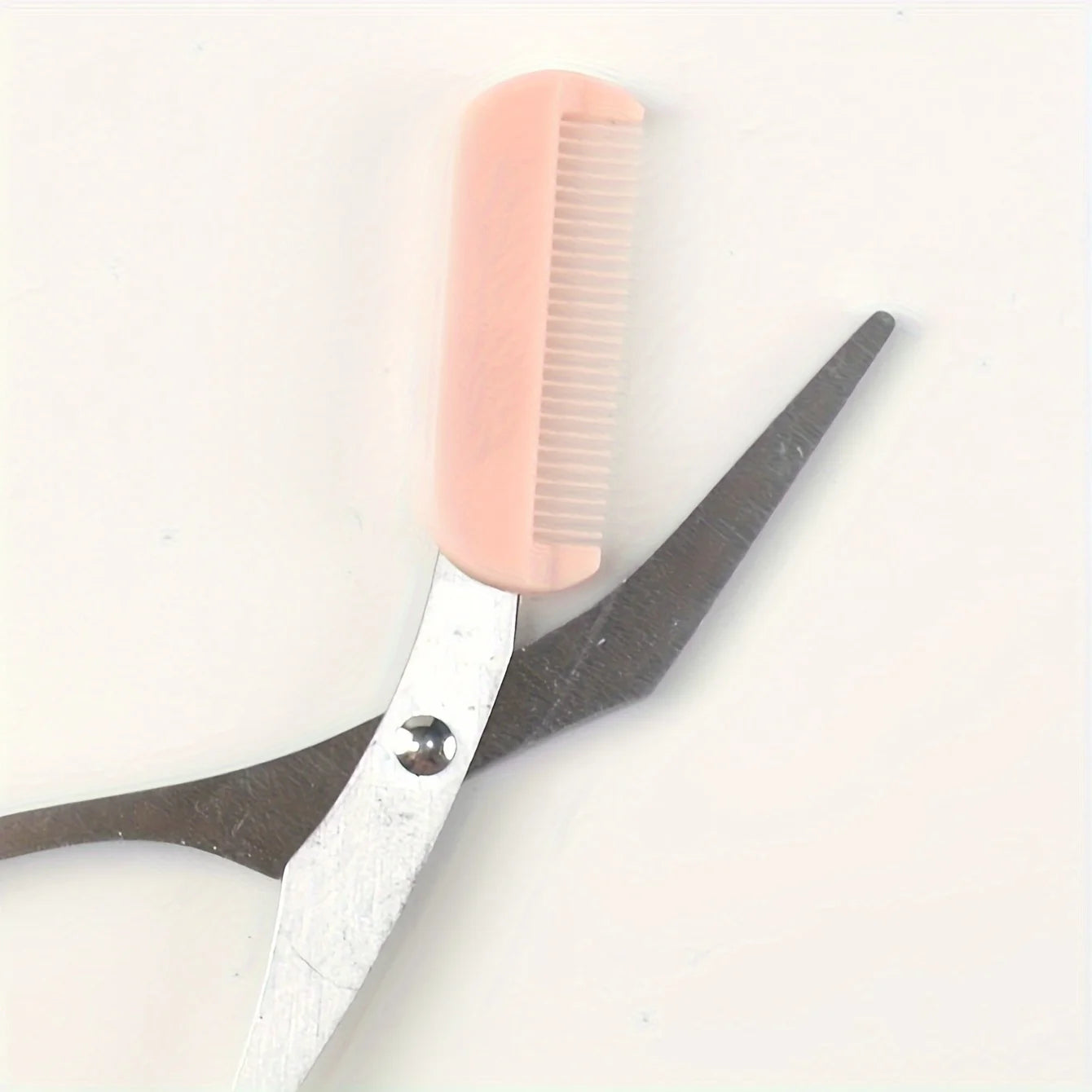 Pink Eyebrow Trimming Scissors Comb