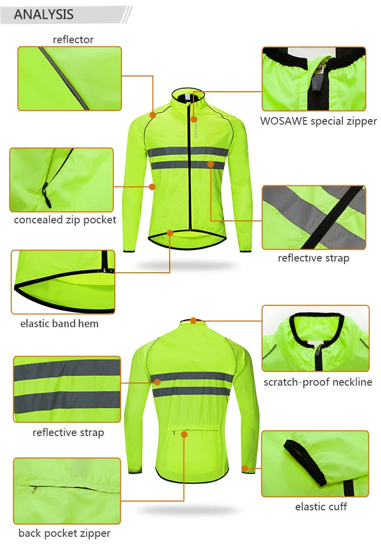 WOSAWE Men Cycling Windbreaker