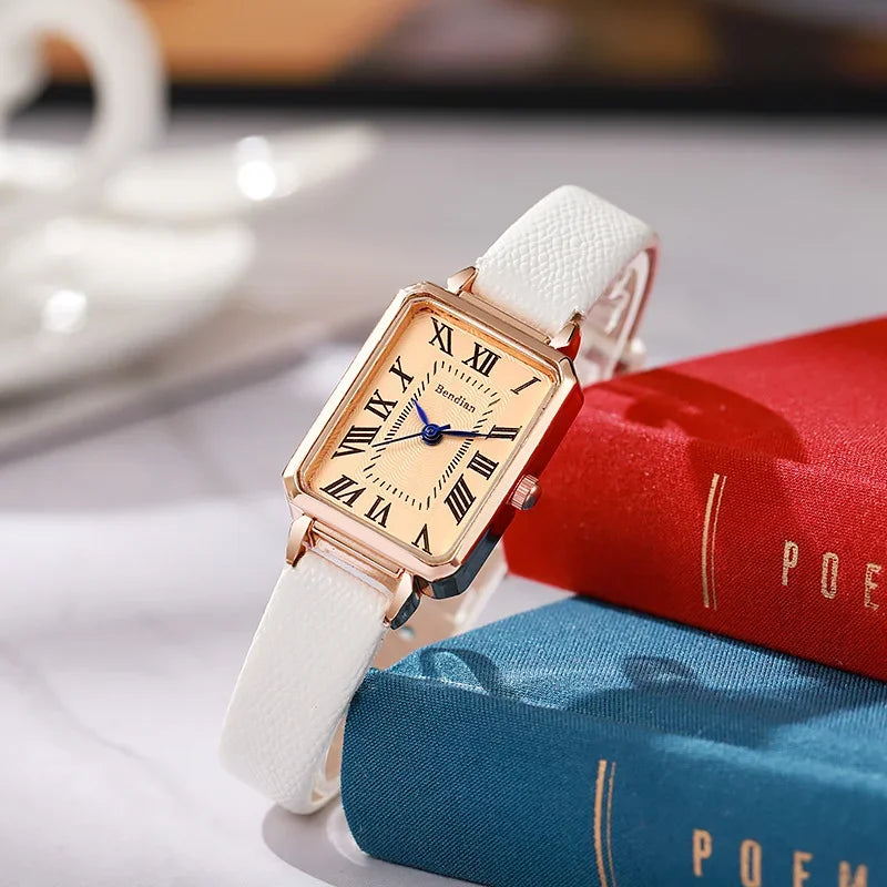 Retro Square Digital Leather Watch