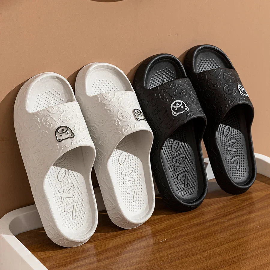 Summer Bear Print Slippers