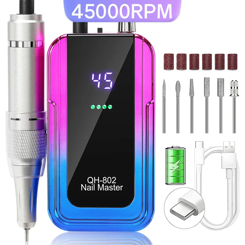 Professional 45000RPM Portable Nail Drill