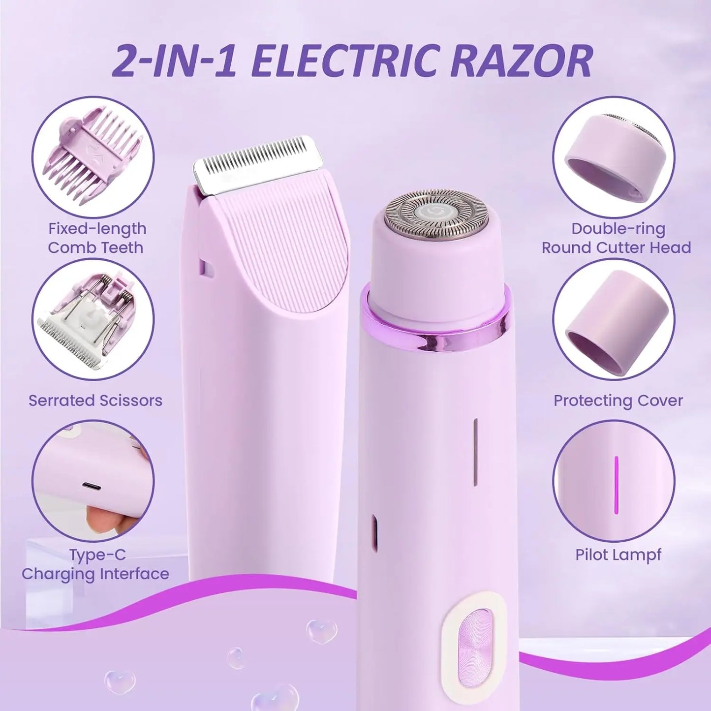 2-In-1 Waterproof Women Electric Shaver
