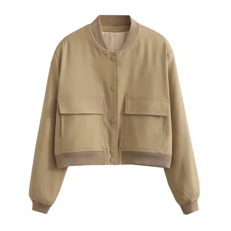 MUJER 2025 Cropped Bomber Jacket