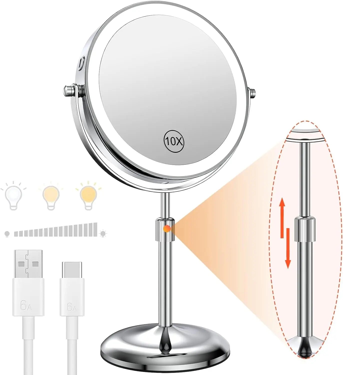 8-Inch Lighted Magnifying Makeup Mirror